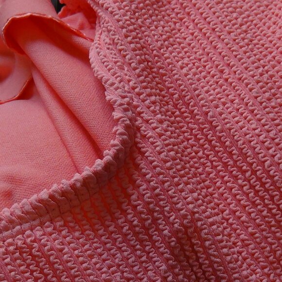 Kona Sol Pucker Textured Square Neck One Piece Swimsuit Coral Pink M, L - Picture 6 of 11